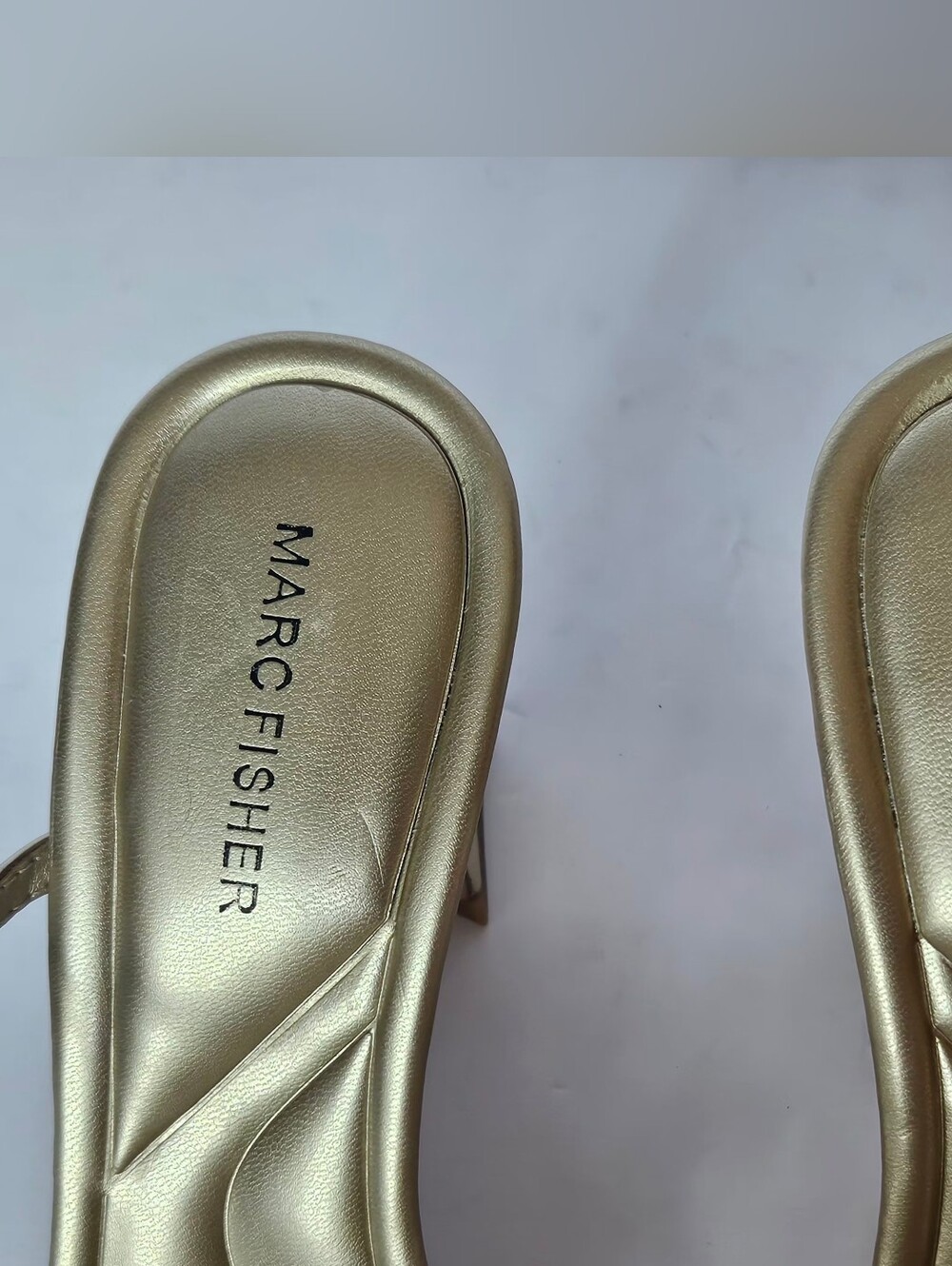 Marc Fisher Mahima Gold Strappy Heeled Sandals Square Toe Women's Size 10M - Picture 7 of 15